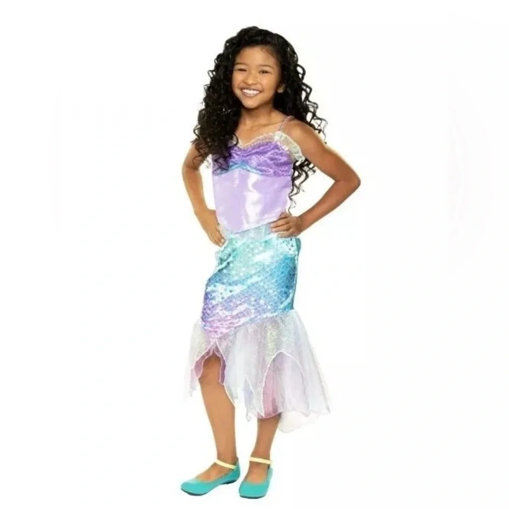 Disney Ariel Little Mermaid bundle piece top skirt crown wand Dress Size 4-6 - Picture 1 of 8
